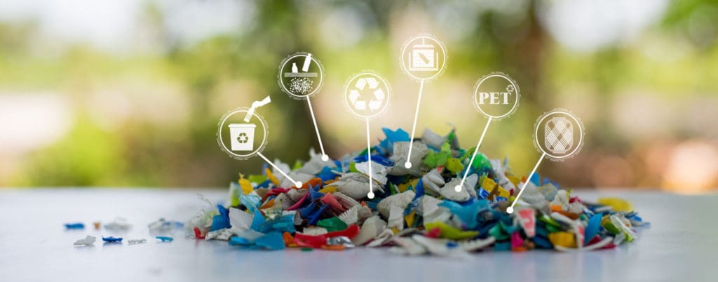 Waste ready to be analyzed with a hyperspectral camera for recycling